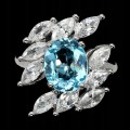 Silberring natürlicher Swiss Blue Topas Größe 14 2
