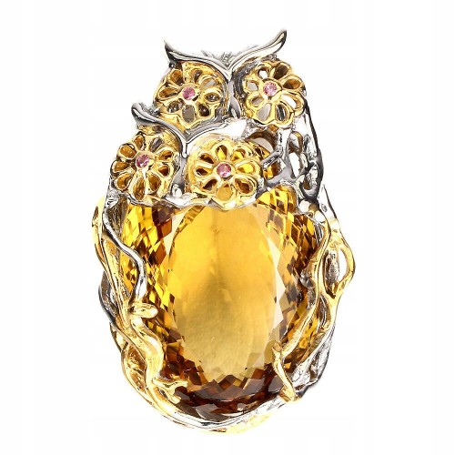 Citrin Anhänger 57,15 ct Rubin 925 zertifiziert