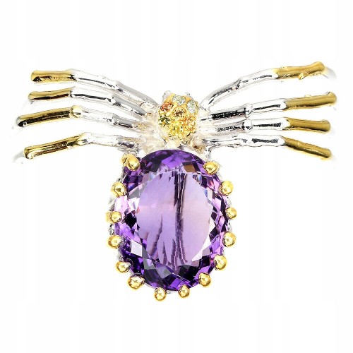 Silberbrosche natur 22,16 ct Amethyst 925 Spinne