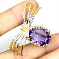 Silberbrosche natur 22,16 ct Amethyst 925 Spinne