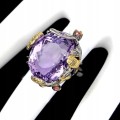 Ring Amethyst 24 Karat Saphire Silber Größe 17
