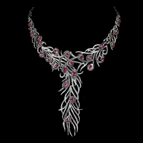 Silberne Rubin Markasit Halskette 3 Zertifikat