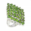 Natural diopsid ring, silver, size 17