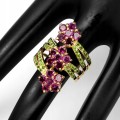 Ring 925 Blumen Granaten Größe 16 Diopsiden