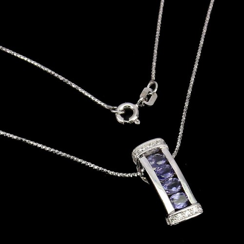 Zirkonia Silber Halskette mit natürlichen 925 Iolith
