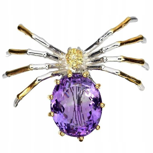 Silberbrosche natur 28,44 ct Amethyst 925 Spinne