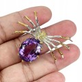 Silberbrosche natur 28,44 ct Amethyst 925 Spinne