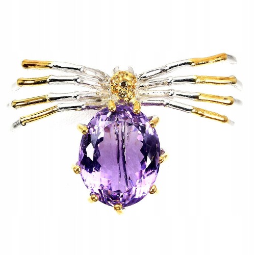 Silberbrosche natur 28,54 ct Amethyst 925 Spinne