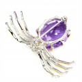 Silberbrosche natur 28,54 ct Amethyst 925 Spinne