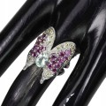 Natural ring 925 silver garnet butterfly size 13