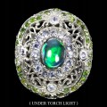 Tansanit Ring schwarzer Opal Diopsid Größe 14,5