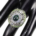 Tansanit Ring schwarzer Opal Diopsid Größe 14,5