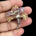 Schöne 925 Silber Granaten Brosche Rhodolit Blume