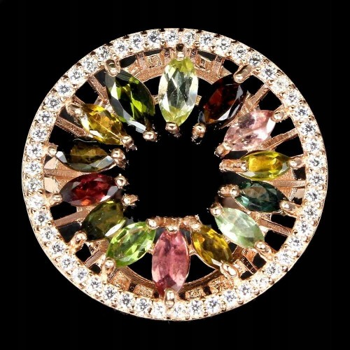 Ring natürlich 925 Turmalin Zirkonia Größe 14