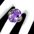 Ring Amethyst 22,76 ct Saphire Silber Größe 16