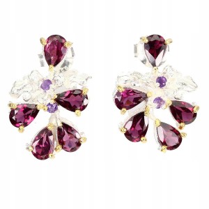 Ohrringe aus 925er Silber natürliche Amethyste Granate 2