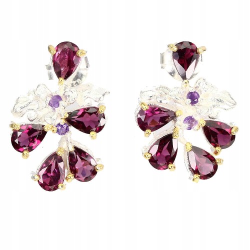 Ohrringe aus 925er Silber natürliche Amethyste Granate 2
