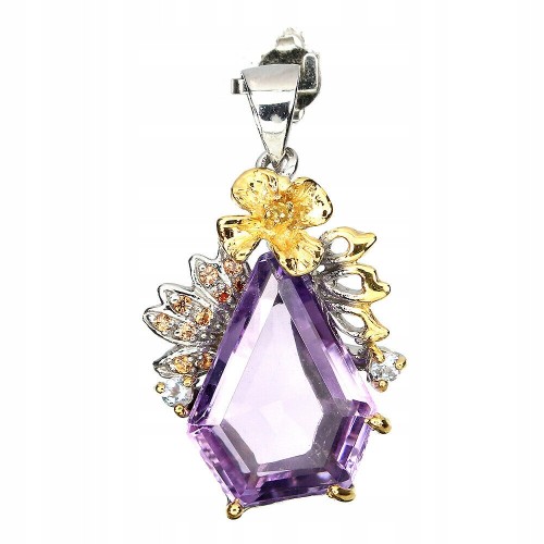 Silberanhänger natürlicher Amethyst Tansanit 925
