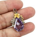 Silberanhänger natürlicher Amethyst Tansanit 925