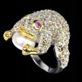 Natural silver sapphire ring, 925, frog size 16