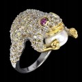 Natural silver sapphire ring, 925, frog size 16