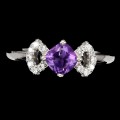 Ring natürlicher Amethyst zart 925 Größe 17