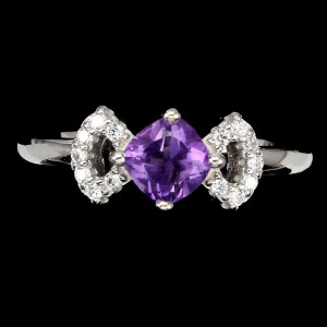 Ring natürlicher Amethyst zart 925 Größe 17