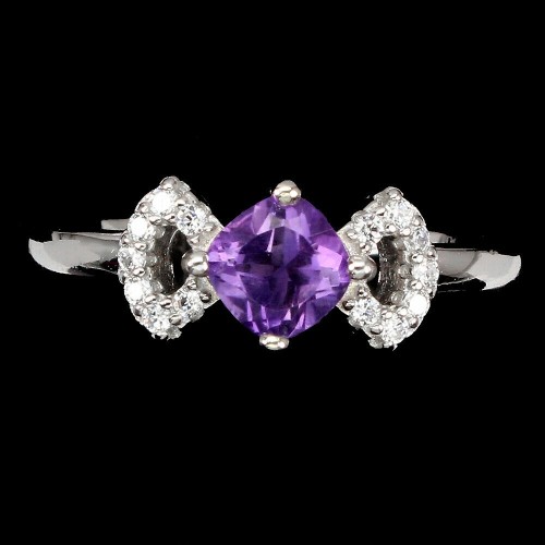 Ring natürlicher Amethyst zart 925 Größe 17