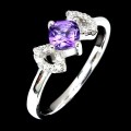Ring natürlicher Amethyst zart 925 Größe 17
