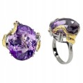 Ring Amethyst 26,09 ct Saphire Silber Größe 17,5