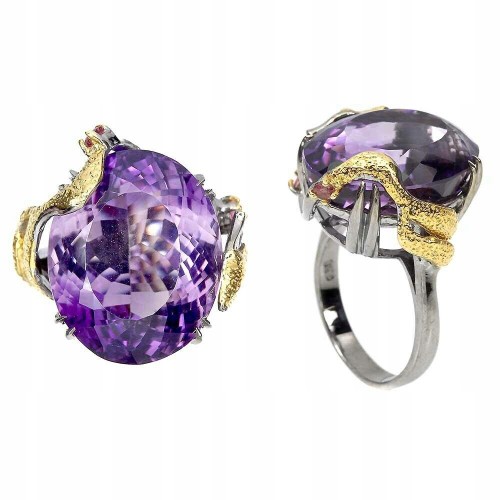 Ring Amethyst 26,09 ct Saphire Silber Größe 17,5