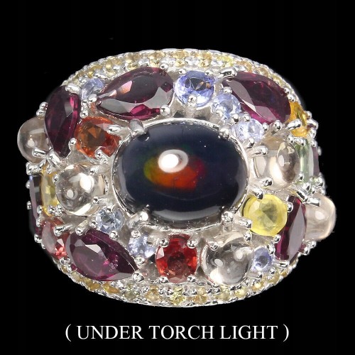 Ring schwarzer Opal Saphire Größe 15,5 Silber 925