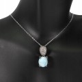 Silberhalskette mit natürlichen Larimar Zirkonia 17