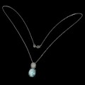 Silberhalskette mit natürlichen Larimar Zirkonia 17