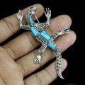 Eidechsen Brosche natürlicher Türkis Markasit 925