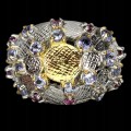 Ring 925 rhodolite tanzanite garnet size 17