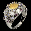 Ring 925 rhodolite tanzanite garnet size 17