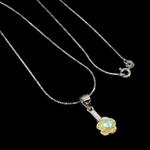 Silberkette mit schöner Blume aus natürlichem Apatit