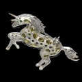 Brosche Silber Einhorn 925 Diopsid Saphire