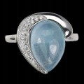 Ring 925 aquamarine size 14 natural 2