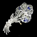Brosche Silber Lapislazuli 925 natürliche Saphire