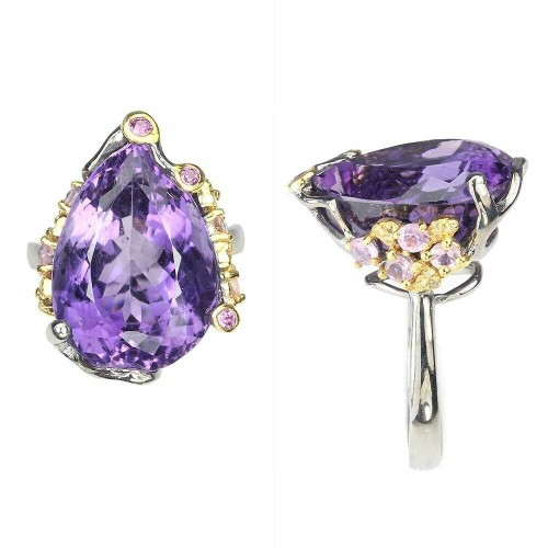 Ring Amethyst 18,73 ct Granat Silber Größe 15