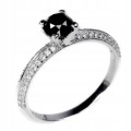 Ring schwarzer Diamant 0,6 ct Silber 925 Größe 14,5