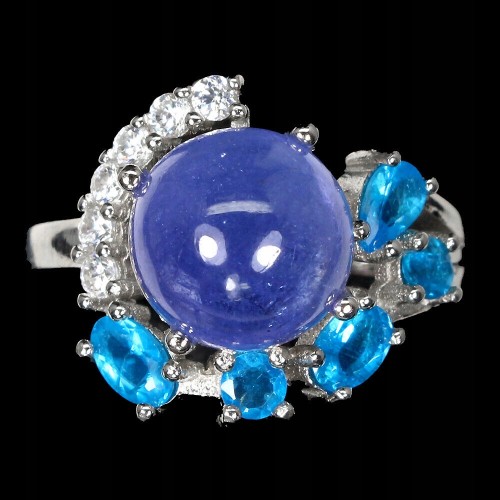 Ring 925 natürliche Tansanit Apatite Größe 17