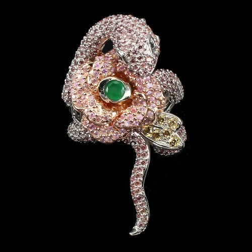 Songea Schlangen Saphir Silberring Blume Größe 13