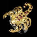 Ring, Silber 925, Granat, Größe 18 Skorpion