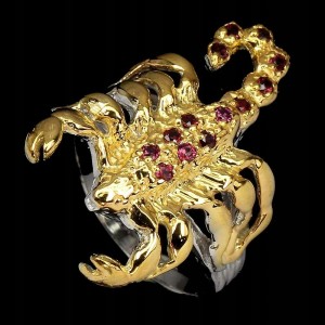 Ring, Silber 925, Granat, Größe 18 Skorpion