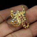 Ring, Silber 925, Granat, Größe 18 Skorpion