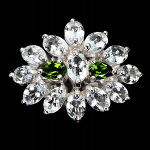 Ring natürliche Aquamarin Diopside Größe 16