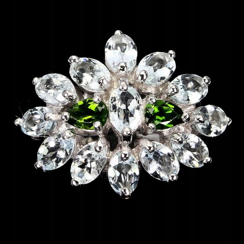 Ring natürliche Aquamarin Diopside Größe 16